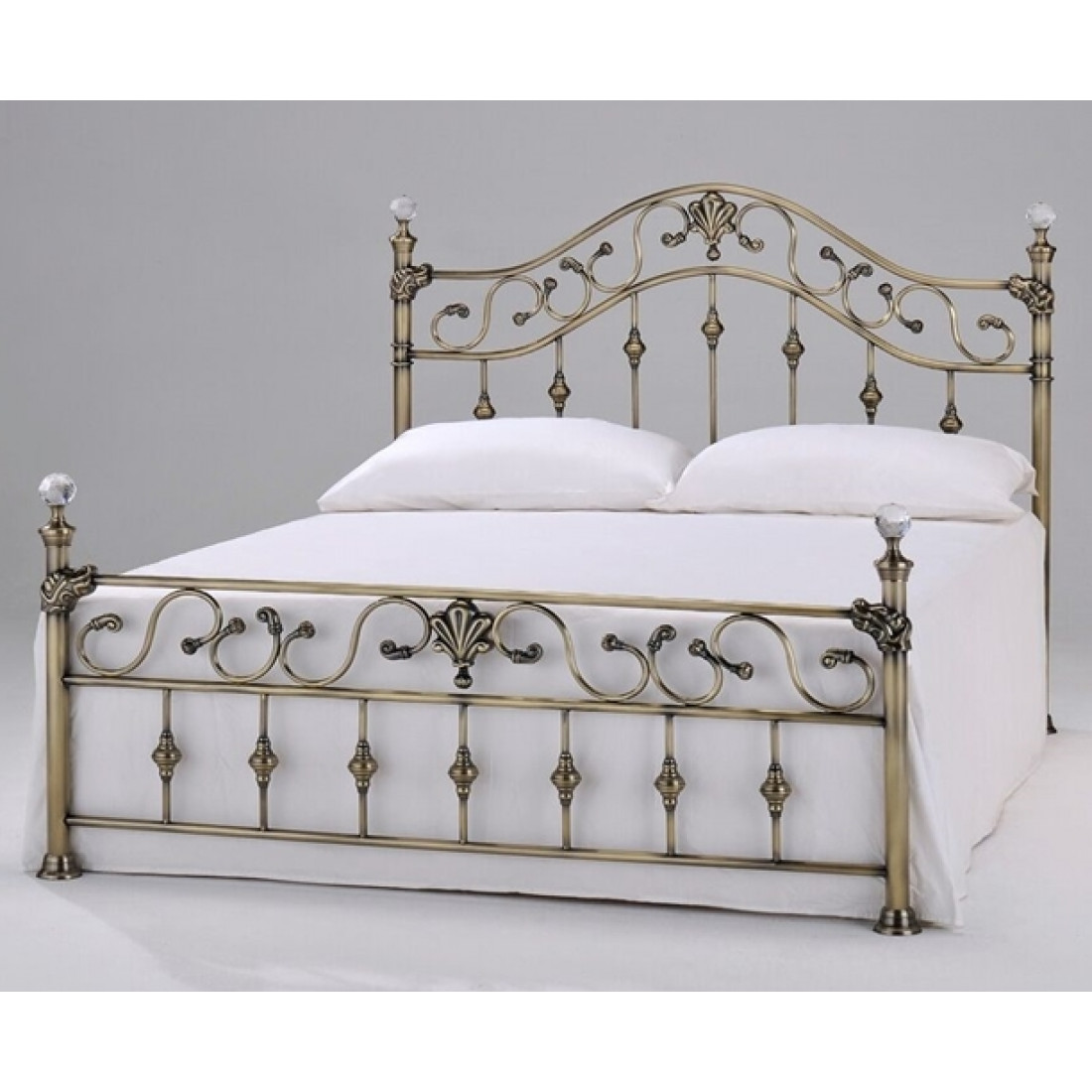 Elizabeth Brass Bed with Crystal Finials